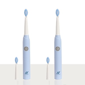 nexlev smart smile sonic electric toothbrush-sparkle for adult  day and night mode  30000 vibrationsminute  super soft bristles  2 replaceable brushheads  skybluepack of 2