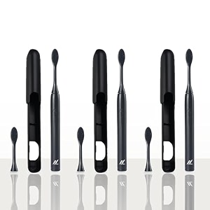 nexlev smart smile sonic electric toothbrush-humm for adult  day and night mode  30000 vibrationsminute  super soft bristles  2 replaceable brushheads  midnight black pack of 3