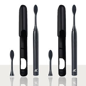 nexlev smart smile sonic electric toothbrush-humm for adult  day and night mode  30000 vibrationsminute  super soft bristles  2 replaceable brushheads  midnight black pack of 2