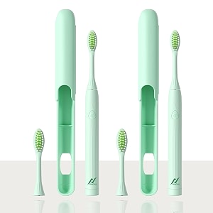 nexlev smart smile sonic electric toothbrush-humm for adult  day and night mode  30000 vibrationsminute  super soft bristles  2 replaceable brushheads  tea green pack of 2