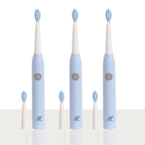 nexlev smart smile sonic electric toothbrush-sparkle for adult  day and night mode  30000 vibrationsminute  super soft bristles  2 replaceable brushheads  sky blue pack of 3