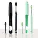 Nexlev Smart Smile Sonic Electric Toothbrush | Day and Night Mode | 30000 vibrations/minute | Super soft Bristles | 2 Replaceable Brushheads | Midnight Black &amp; Tea Green (Pack of 2)
