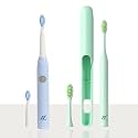 Nexlev Smart Smile Sonic Electric Toothbrush | Day and Night Mode | 30000 vibrations/minute | Super soft Bristles | 2 Replaceable Brushheads | Sky Blue &amp; Tea Green (Pack of 2)