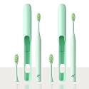 Nexlev Smart Smile Sonic Electric Toothbrush-Humm for Adult | Day and Night Mode | 30000 vibrations/minute | Super soft Bristles | 2 Replaceable Brushheads | Tea Green (Pack of 2)