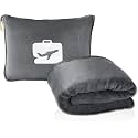 nexlev Travel Blanket - Premium Soft Lightweight & Cozy 2 in 1 Blanket with Soft Bag Pillowcase | Hand Luggage Sleeve | Perfect for Flight Car Bus Travel Blanket | 300 GSM (Silver)