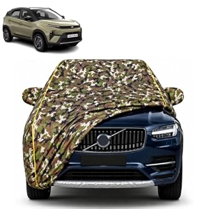 nexon 100 waterproof car cover  dustproof sun protection cover  soft cotton lining  triple stitched  mirror pocket  antenna pocket  all weather body cover army