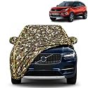 Nexon Ev 100% Waterproof Car Cover | Dustproof Sun Protection Cover | Soft Cotton Lining | Triple Stitched | Mirror Pocket | Antenna Pocket | All Weather Body Cover (Army)