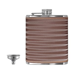 hp-3d brown leak proof stainless steel 7 oz liquor storage pocket hip flask with stainless steel funnel