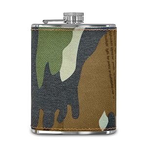 hp-jungle print leak proof stainless steel 8 oz liquor storage pocket hip flask with stainless steel funnel