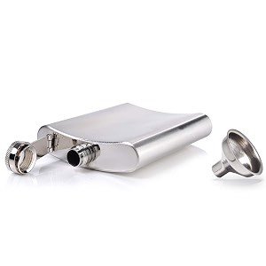 hp-jw silver leak proof stainless steel 8 oz liquor storage pocket hip flask with stainless steel funnel