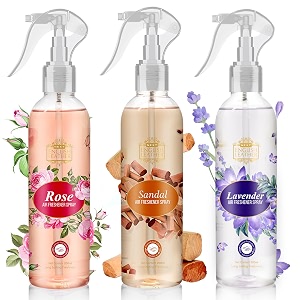 next care english leather air freshener spray combo pack  rose  sandal  lavender 200 ml each  long lasting room freshener  gas-free deodorizer for home car amp office  3 fragrances set