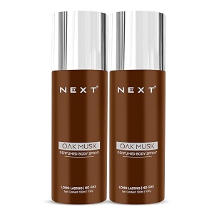 next care oak musk no gas perfumed body spray for men amp women  long-lasting fragrance deodorant  100 perfume liquid  woody musk body spray  120 ml each pack of 2