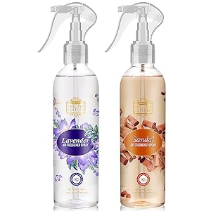 next care english leather air freshener spray combo pack  lavender amp sandal 200 ml each  long lasting room freshener  gas-free deodorizer for home car amp office  2 fragrances set