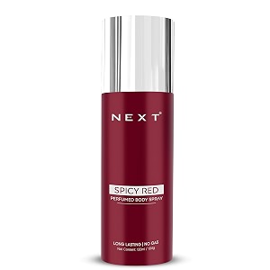 next care spicy red no gas perfumed body spray long-lasting unisex deodorant spray with coriander amp bergamot notes 120 ml