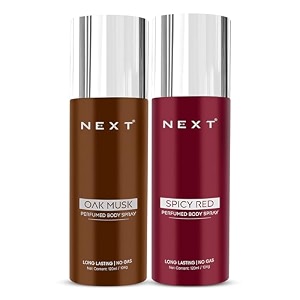 next care spicy red amp oak musk no gas perfumed body spray combo pack for men amp women  long lasting fragrance body spray  120ml each pack of 2