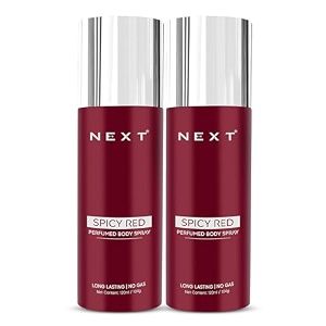 next care spicy red no gas perfumed body spray for men amp women pack of 2 120ml each  long lasting spicy amp aromatic fragrance  perfume liquid deodorant spray