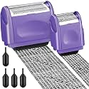 Nezyo 2 Pack Identity Protection Roller Stamp 4 Pack Refill Ink,Purple