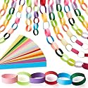 Nezyo 240 Pcs Paper Chain Strips Construction Garland, Bright Colors
