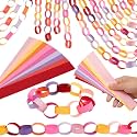 Nezyo 240 Pcs Paper Chain Strips Construction Garland, Valentine Colors