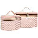 NFI Essentials Canvas Set of 2 Casual Cosmetic Box Makeup Box Jewellery Box Trousseau Vanity Jewellery Bridal Box for Wedding Beauty Case Organizer, 16.5Cm, 15Cm, Beige