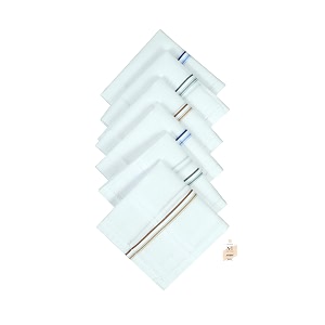 nfi essentials pack of 6 100 cotton handkerchiefsrumal for men amp boys premium combed compact white color hanky with strip maximum absorption