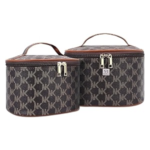 nfi essentials set of 2 piece makeup box cosmetic box jewellery box trousseau box vanity box organizer makeup kit for girls big set box makeup pouch set brown