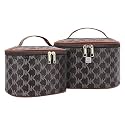 NFI essentials Set of 2 piece Makeup Box Cosmetic Box Jewellery Box Trousseau Box Vanity Box Organizer Makeup Kit for Girls Big Set Box Makeup Pouch Set Brown