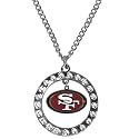 NFL San Francisco 49ers Womens Siskiyou SportsRhinestone Hoop Necklaces, Silver, One Size