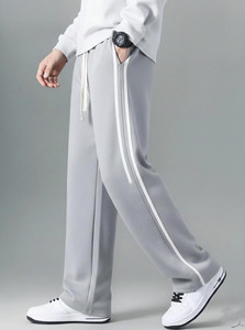 NFTrenzify Solid Striped Men Grey Track Pants