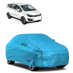 car bady cover waterproof compatible with mahindra new thar triple stitched fully elastic ultra mirror pocket  heavy buckle  mtl blue amp black piping blue amp black
