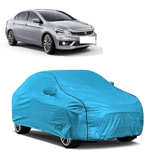 car bady cover waterproof compatible with maruti ciaz triple stitched fully elastic ultra mirror pocket  heavy buckle  mtl blue amp black piping blue amp black