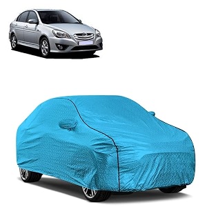 car bady cover waterproof compatible with jeep compass triple stitched fully elastic ultra mirror pocket  heavy buckle  mtl blue amp black piping blue amp black