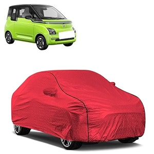 car bady cover waterproof compatible with mg comet ev triple stitched fully elastic ultra mirror pocket  heavy buckle  mth red amp black piping red amp black