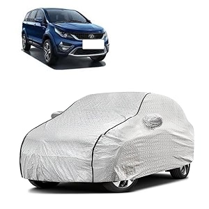 car bady cover waterproof compatible with tata hexa triple stitched fully elastic ultra mirror pocket  heavy buckle  silver amp black piping silver amp black