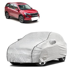 car bady cover waterproof compatible with mahindra xuv 700 triple stitched fully elastic ultra mirror pocket  heavy buckle  silver amp black piping silver amp black