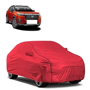 car bady cover waterproof compatible with honda elevate triple stitched fully elastic ultra mirror pocket  heavy buckle  mth red amp black piping red amp black