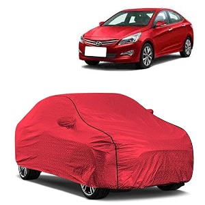 car bady cover waterproof compatible with hyundai fluidic verna triple stitched fully elastic ultra mirror pocket  heavy buckle  mth red amp black piping red amp black