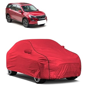car bady cover waterproof compatible with mahindra xuv 700 triple stitched fully elastic ultra mirror pocket  heavy buckle  mth red amp black piping red amp black