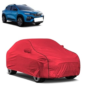 car bady cover waterproof compatible with renault kiger triple stitched fully elastic ultra mirror pocket  heavy buckle  mth red amp black piping red amp black