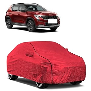 car bady cover waterproof compatible with mahindra bolero triple stitched fully elastic ultra mirror pocket  heavy buckle  mth red amp black piping red amp black