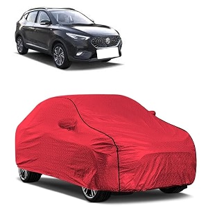 car bady cover waterproof compatible with mg astor triple stitched fully elastic ultra mirror pocket  heavy buckle  mth red amp black piping red amp black