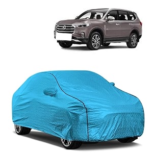 car bady cover waterproof compatible with mg gloster triple stitched fully elastic ultra mirror pocket  heavy buckle  mtl blue amp black piping blue amp black