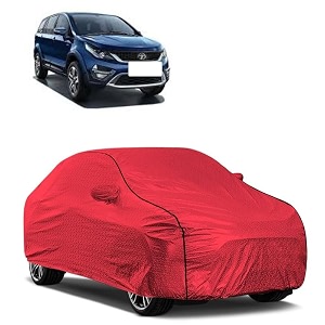 car bady cover waterproof compatible with tata hexa triple stitched fully elastic ultra mirror pocket  heavy buckle  mth red amp black piping red amp black