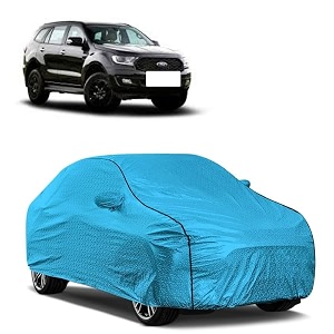 car bady cover waterproof compatible with ford old endeavour triple stitched fully elastic ultra mirror pocket  heavy buckle  mtl blue amp black piping blue amp black