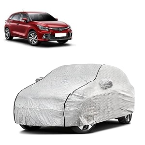 car bady cover waterproof compatible with toyota glanza triple stitched fully elastic ultra mirror pocket  heavy buckle  silver amp black piping silver amp black