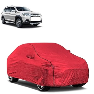 car bady cover waterproof compatible with maruti xl6 triple stitched fully elastic ultra mirror pocket  heavy buckle  mth red amp black piping red amp black