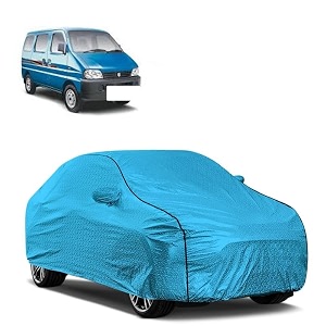 car bady cover waterproof compatible with maruti eeco triple stitched fully elastic ultra mirror pocket  heavy buckle  mtl blue amp black piping blue amp black