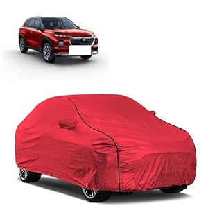 car bady cover waterproof compatible with maruti grand vitara triple stitched fully elastic ultra mirror pocket  heavy buckle  mth red amp black piping red amp black
