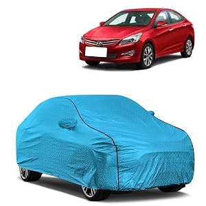 car bady cover waterproof compatible with hyundai fluidic verna triple stitched fully elastic ultra mirror pocket  heavy buckle  mtl blue amp black piping blue amp black