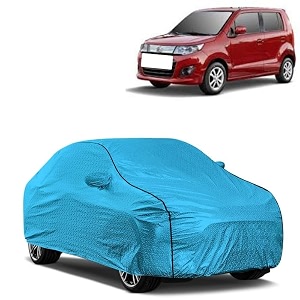 car bady cover waterproof compatible with maruti wagonr stingray triple stitched fully elastic ultra mirror pocket  heavy buckle  mtl blue amp black piping blue amp black